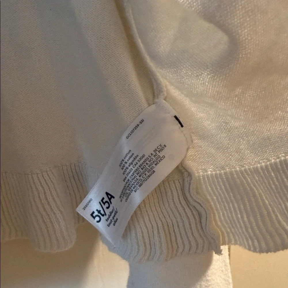 Carter's Cream Knit Button Up Cardigan 5T 100% cotton - Picture 6 of 8